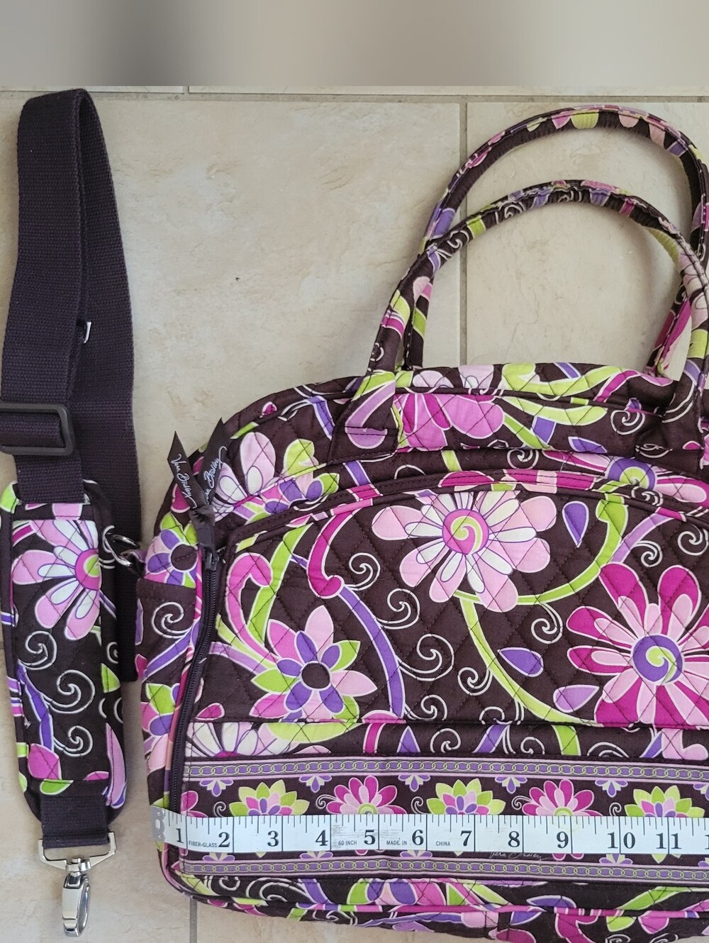Vera Bradley Purple Punch Floral Quilted Travel Duffel Bag